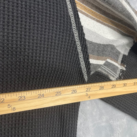 POL Thermal Knit Slouchy Oversized Top Striped Long Sleeves Womens S Black Boho - Picture 7 of 9